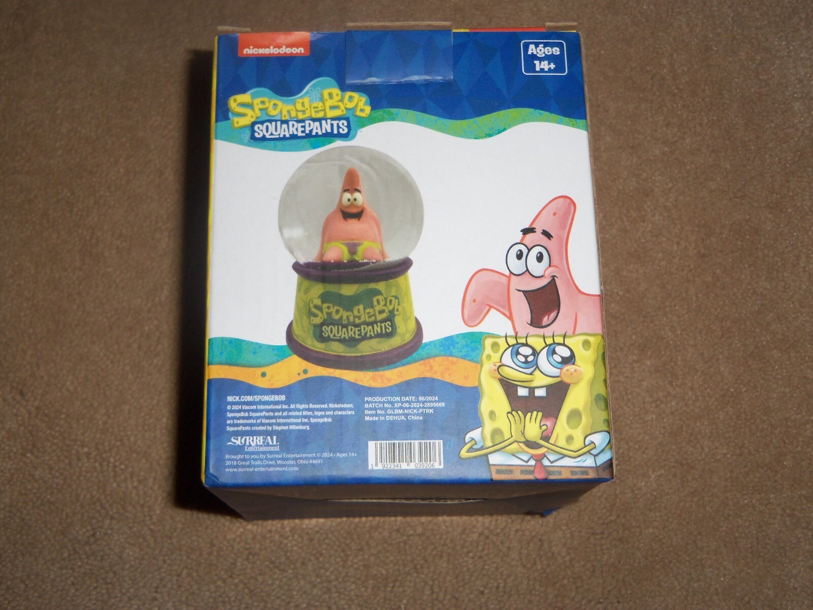 NEW, SPONGEBOB SQUAREPANTS PATRICK STAR MINI SNOW GLOBE IN BOX