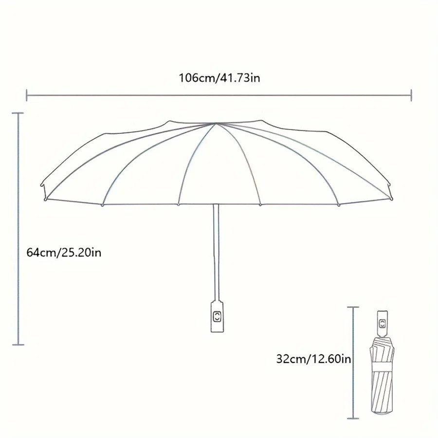 12 Bone Black Glue Fully Automatic Umbrella With Thick And Durable Keel Three