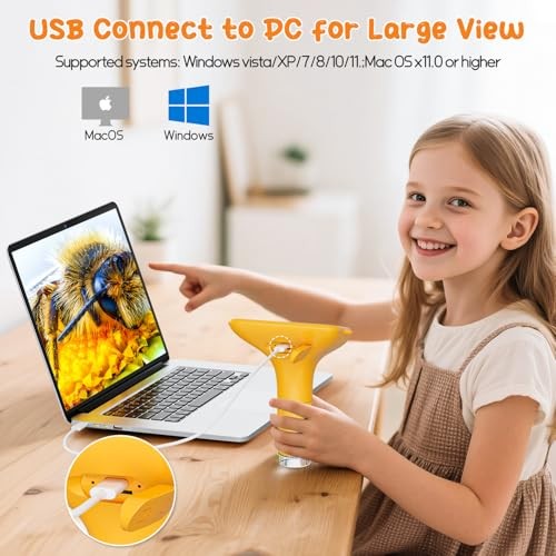 Kids' Digital Microscope - 3" Screen 1000X Handheld - HD - Yellow