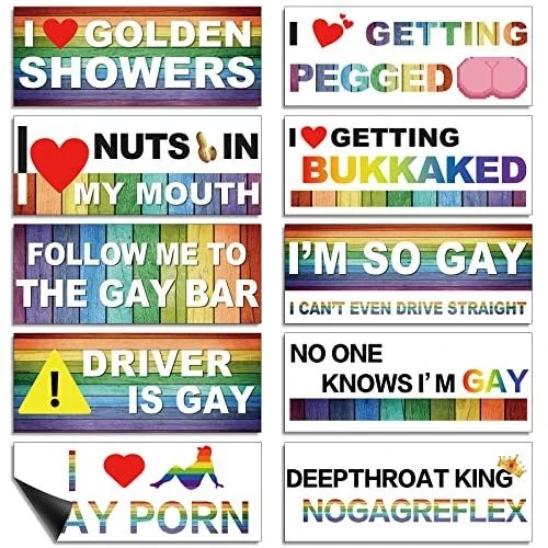 10 Pcs Funny Gay LGBT Prank Bumper Stickers Funny Car Stickers Rainbow