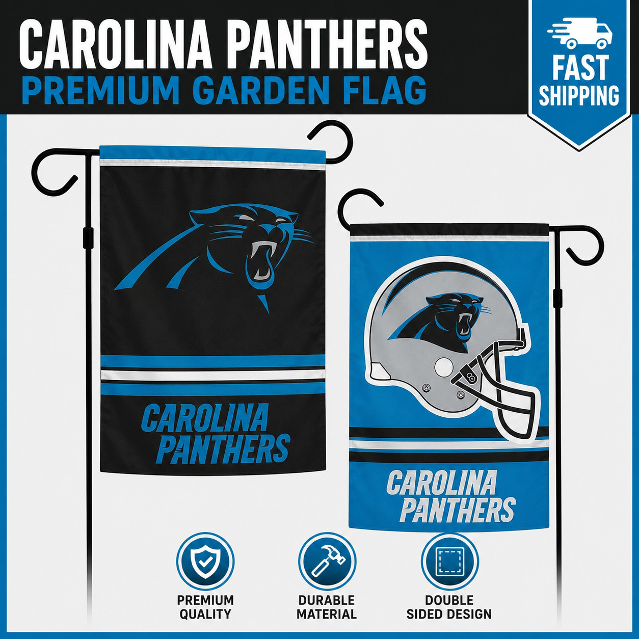Carolina Panthers - 12"X18" Double Sided Garden Flag
