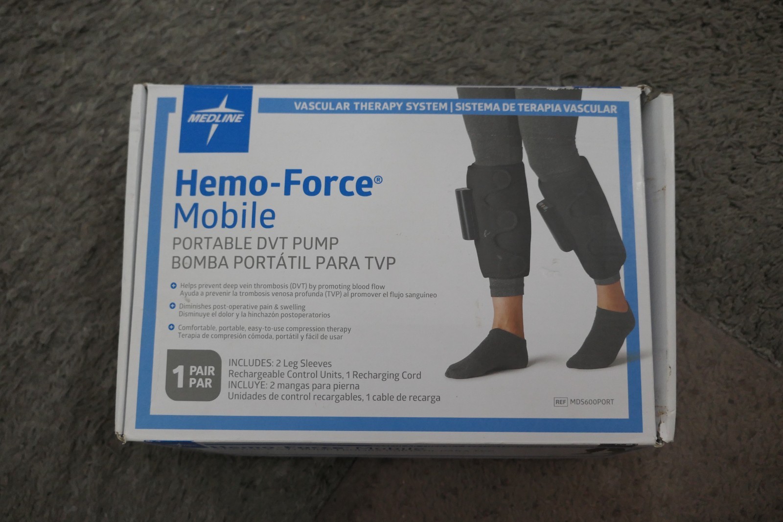MDS600PORT Medline Hemo-Force Mobile Portable DVT Pump Includes 2 Leg Sleeves