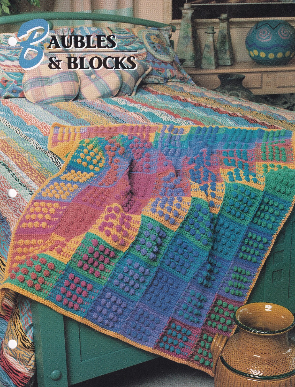 Annie's Crochet Afghan BAUBLES & BLOCKS Pattern Leaflet