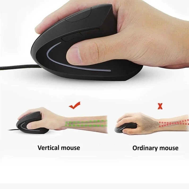 USB Vertical Wired Mouse Ergonomic Gaming Optical Mice 3200DPI for PC Computer