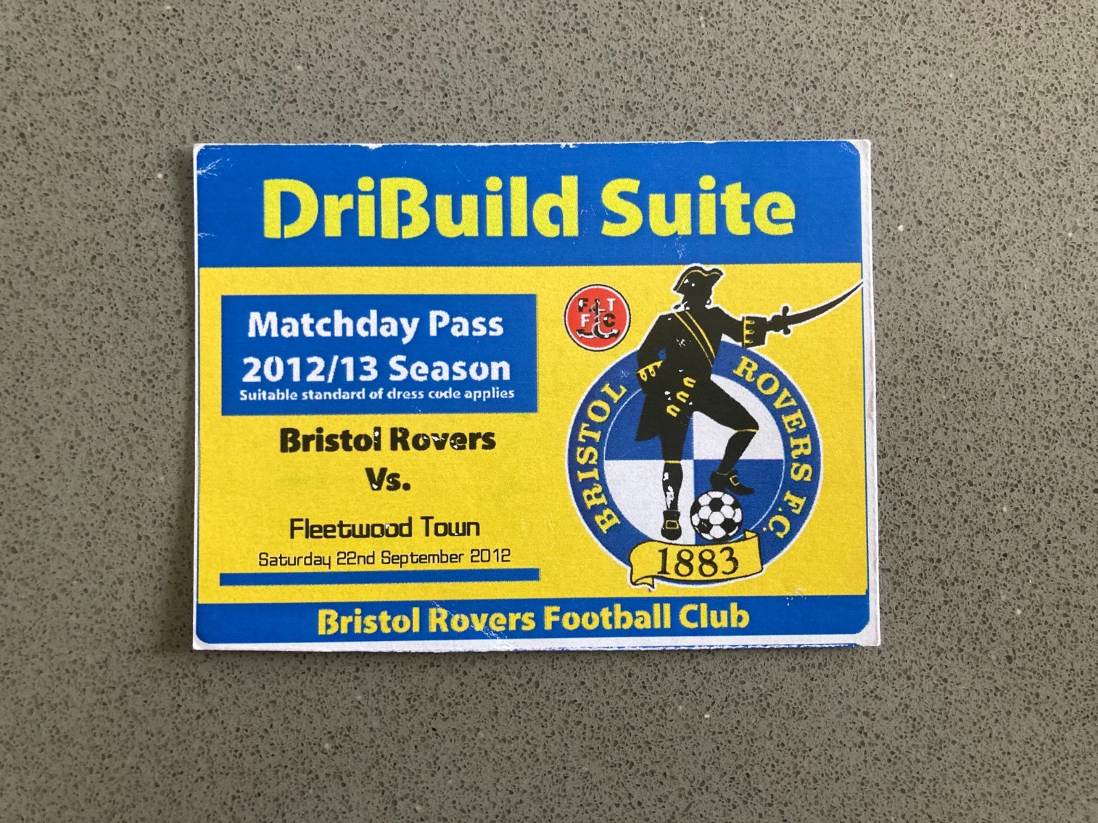 Bristol Rovers v Fleetwood Town 2012-13 Match Ticket