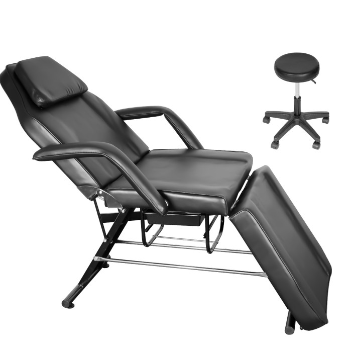 3 Fold Facial Beauty Salon Spa Tattoo Massage Bed Table Chair w/ Hydraulic Stool
