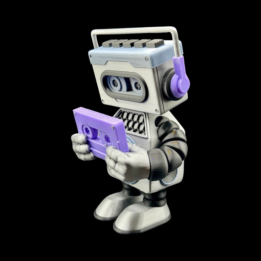 UNPAINTED Retro Tape Robot Walkman 3D Printed Model Kit 7" Tall (03-24)