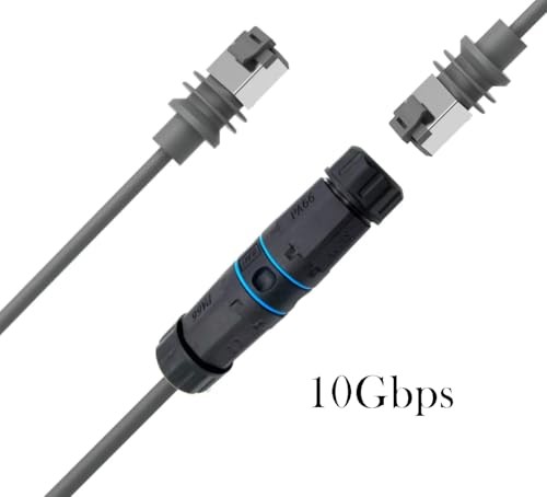 - RJ45 Cat6A Coupler – IP68 Waterproof Shielded Ethernet Inline Lot de 1