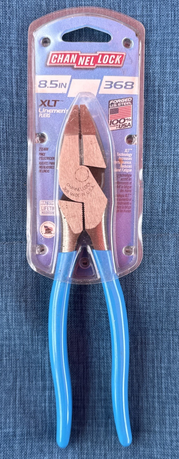 Channellock 368 8.5" Long XLT High Leverage Round Nose Linemen's Pliers USA 🇺🇸