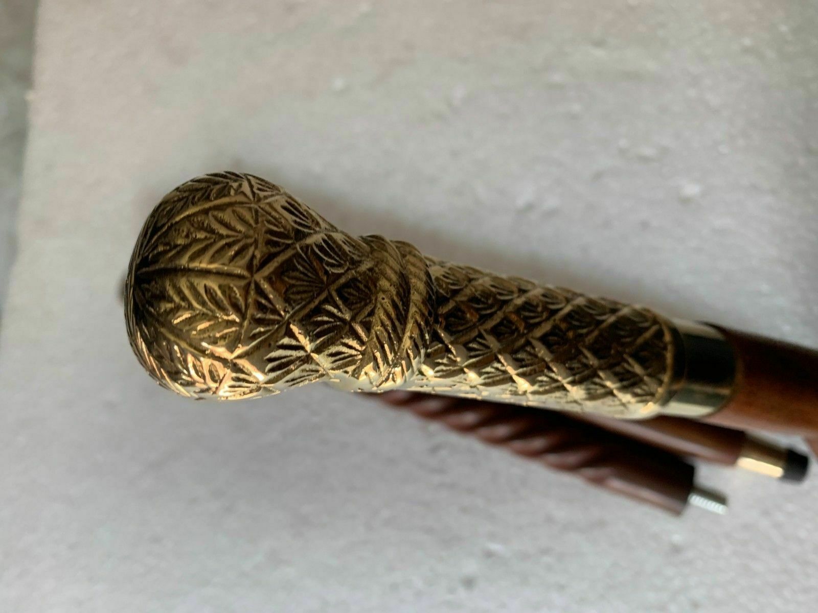 Vintage Style Brass Head Handle Long Design Handmade Walking Stick Wooden cane