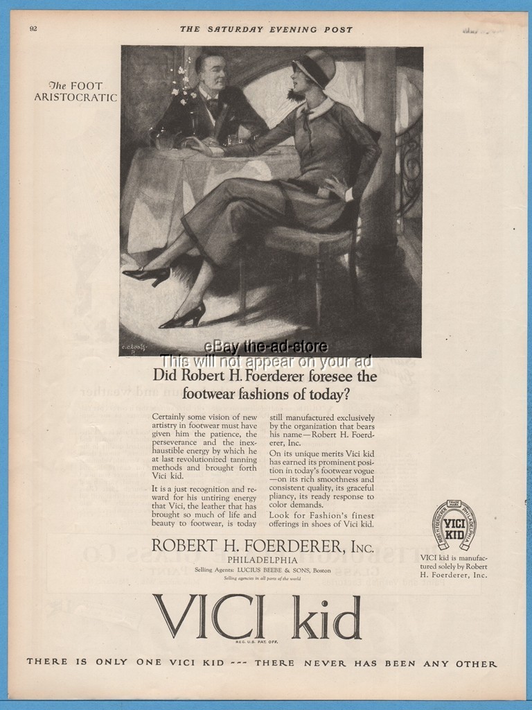 1924 VICI Kid Shoes 1920's Men's Women's Fashion Style Footwear C C Beall Art Ad