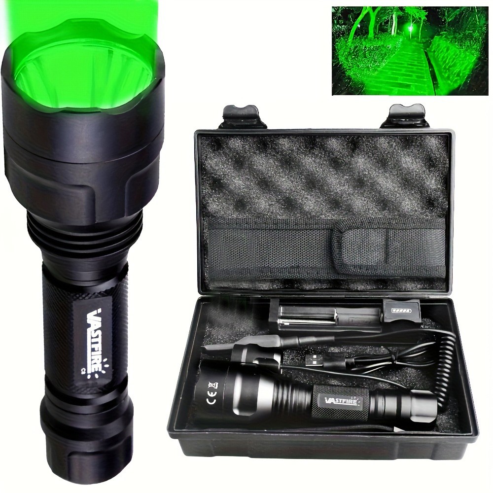 350 Yards Green LED Hunting Light Predator Flashlight Coyote Hog Varmint Lamp#