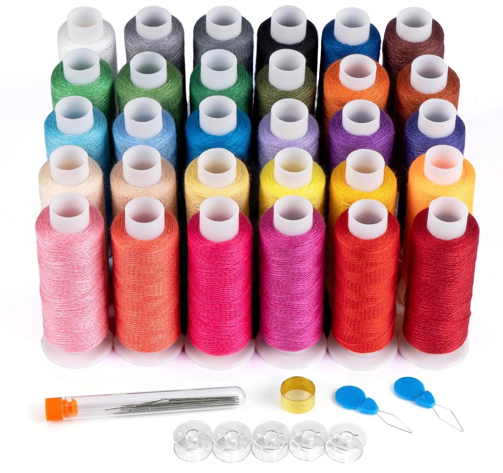 Sewing Thread Kit 30 Color Assortment 500 Yards Polyester Hand Quilting Machine