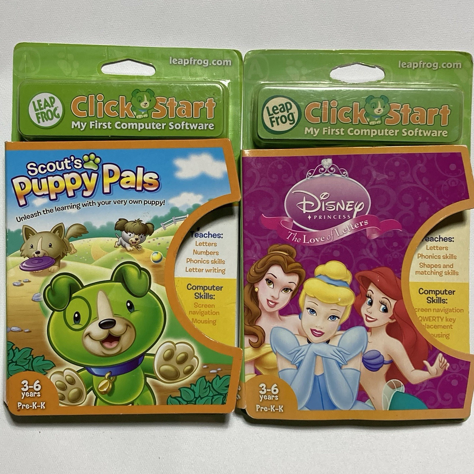 Leap Frog CLICK START My First Computer Software Disney Princess, Puppy Pals Lot