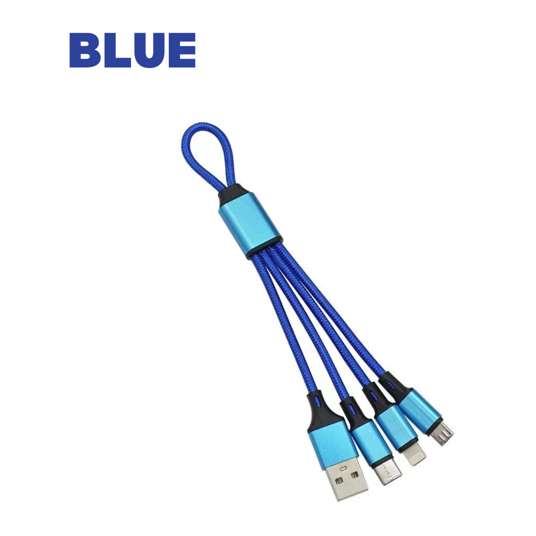 3 in 1 USB Fast Charging Cable - Short Compact Travel Friendly