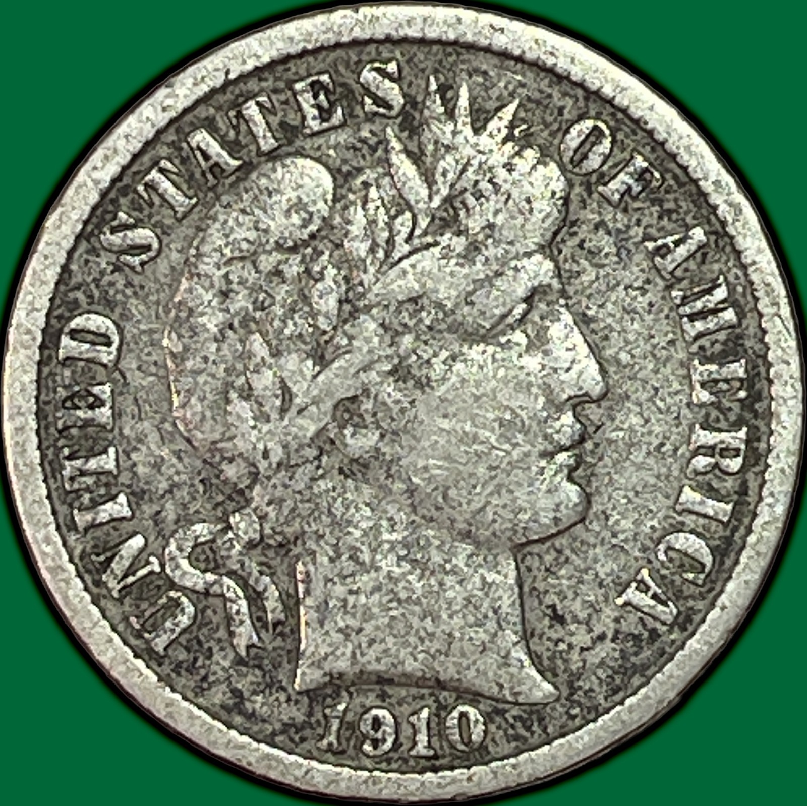 1910 Barber Dime Very Fine VF Coin #41990
