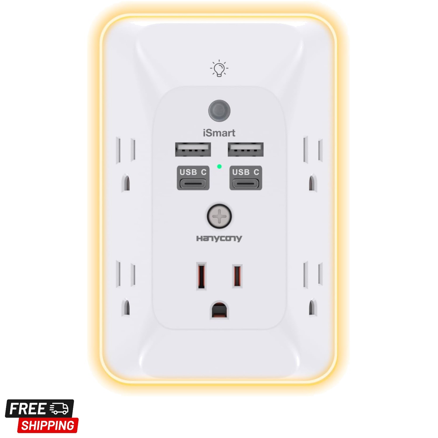 5 Outlets & 4 USB Ports Multi Plug Extender with 1050J Surge Protection