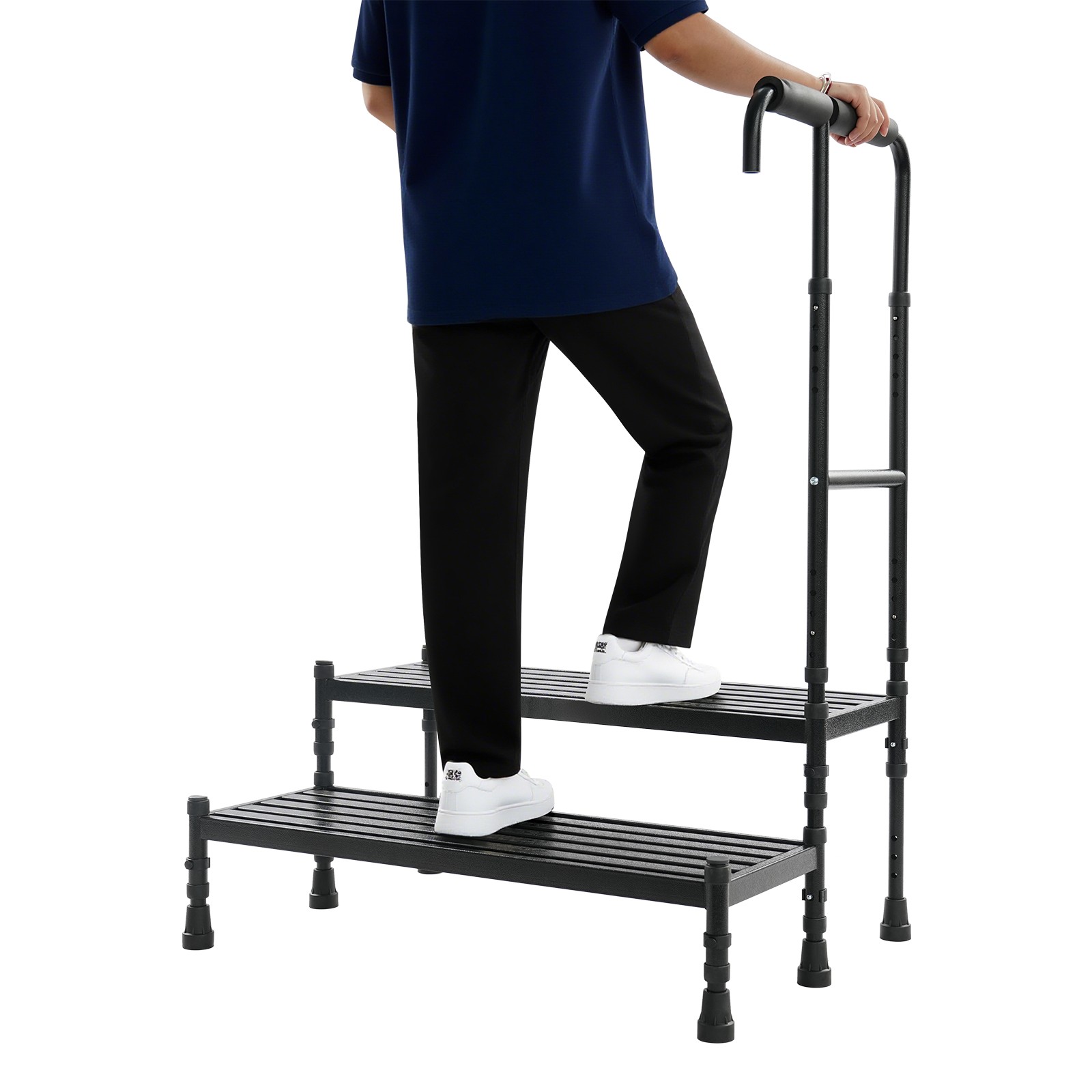 Step Stool with Handle, Adult Ramp with Handrail, Metal Stepping Stool