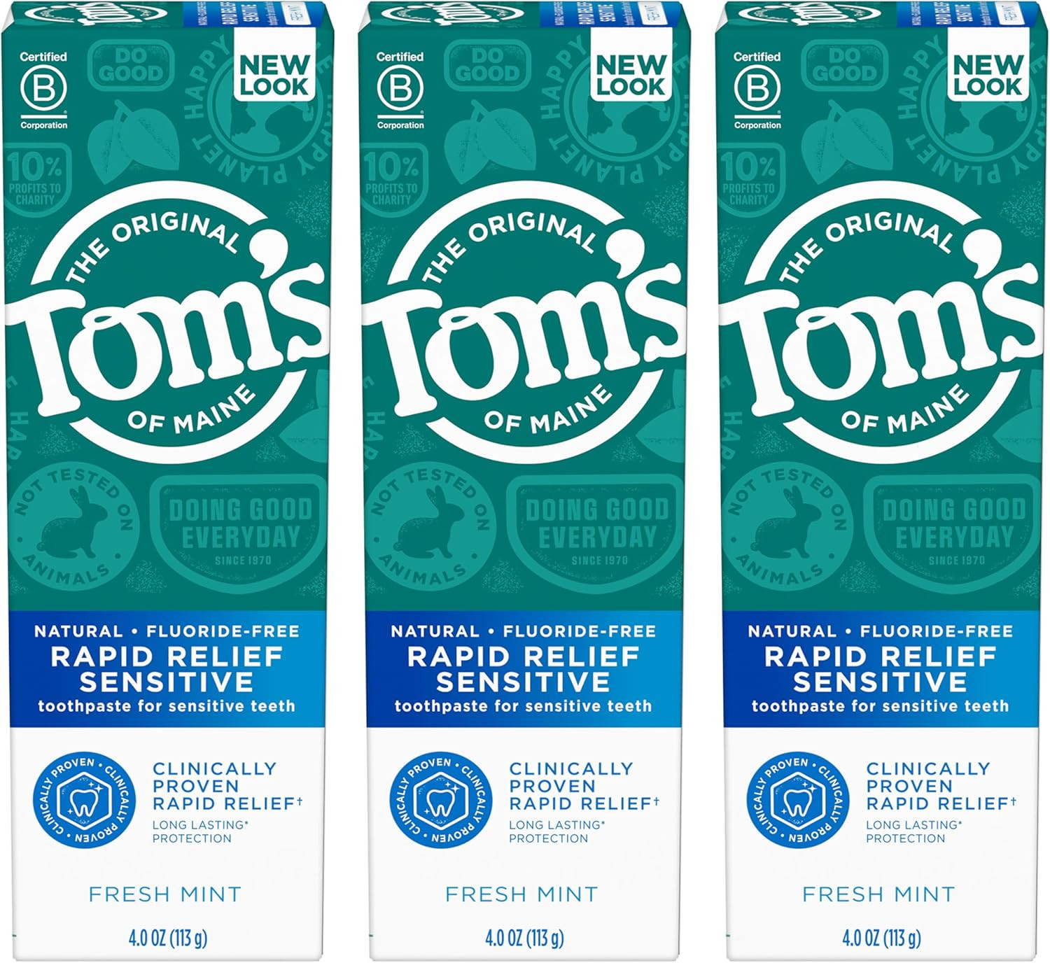 Tom'S of Maine Fluoride-Free Rapid Relief Sensitive Toothpaste, Fresh Mint, 4 Oz