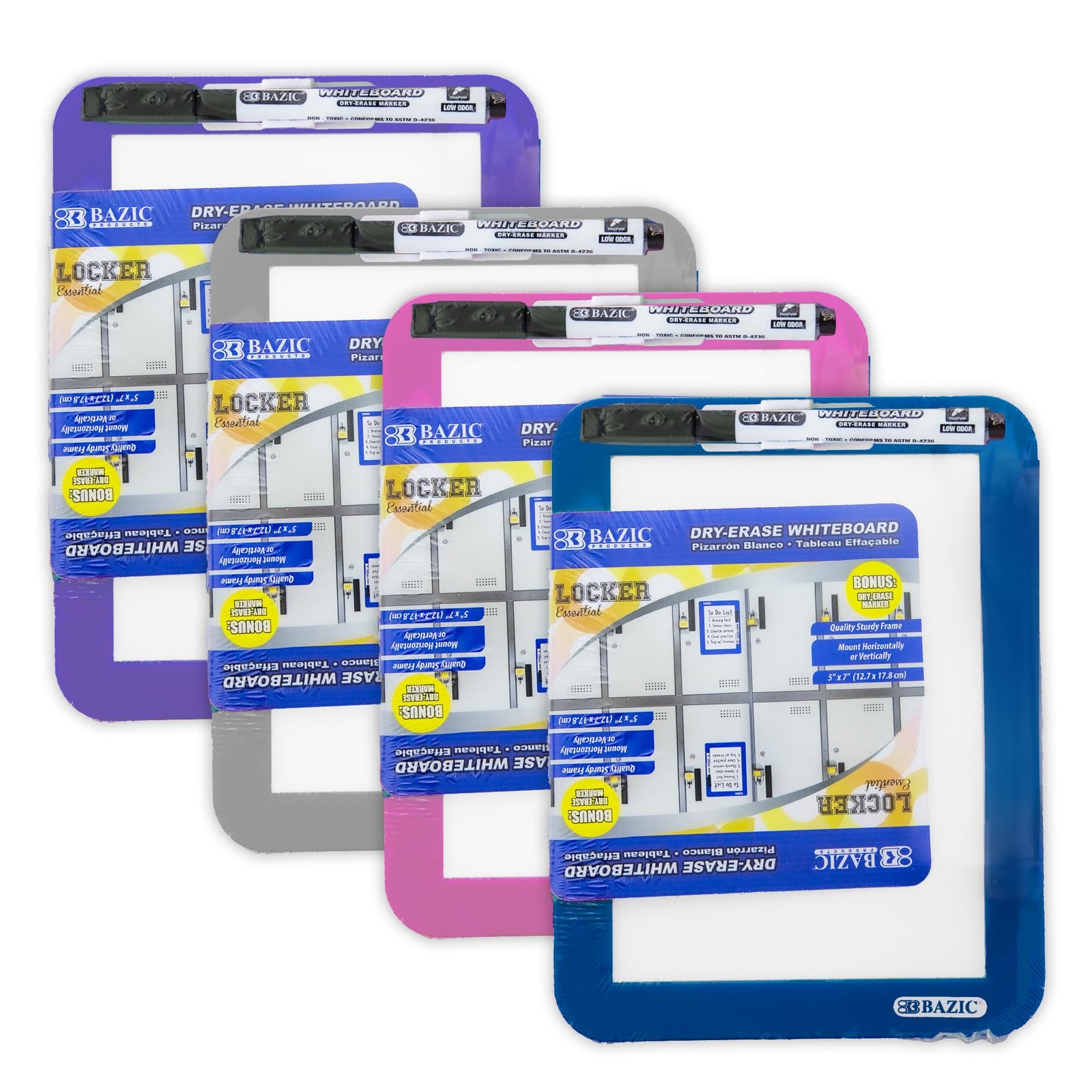 BAZIC Whiteboard 5"x7" with Magnet, Small Dry Erase Board, 4-Pack with Marker
