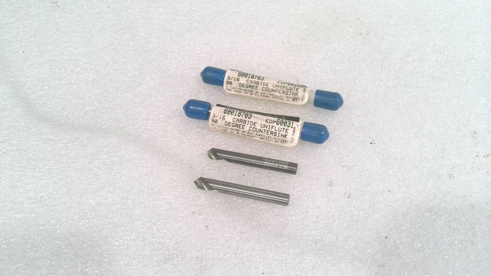 M.A. FORD 60018703 3/16" SHANK DIAM. 90 DEGREE CARBIDE SINGLE FLUTE (LOT OF 2)