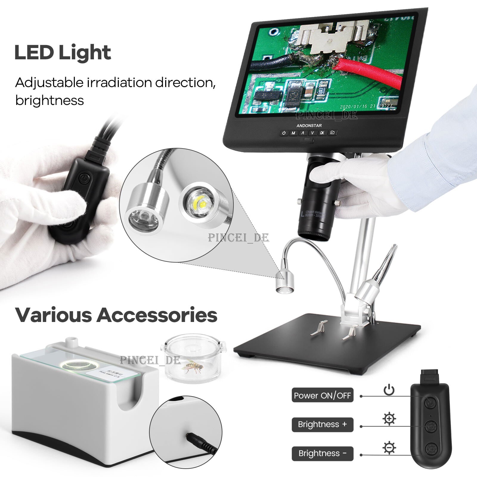Andonstar AD249-M WIth LCD Screen Digital Microscope for Electronics Soldering