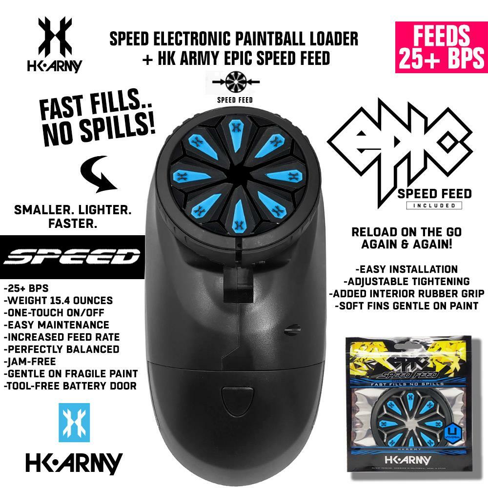 HK Army Speed Electronic Paintball Loader with Epic Speed Feed - Sapphire