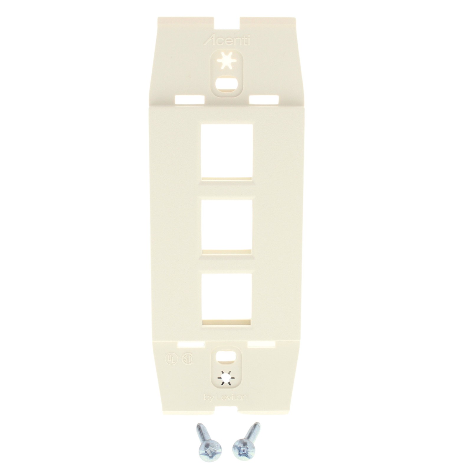 Leviton AC643-SND Sand Acenti Quickport 1-Gang 3-Port Wallplate Insert Cover