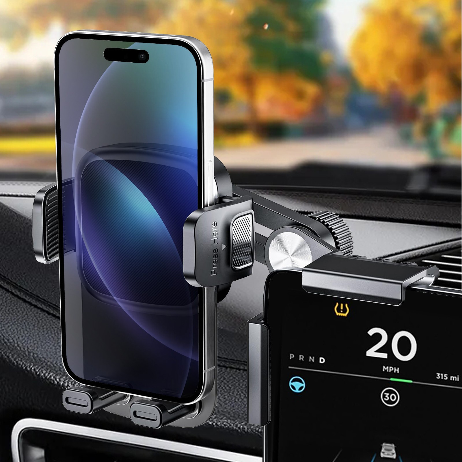 Phone Mount for Tesla Model 3/Y/Cybertruck Screen Adjustable 4–7.2" Phone Holder