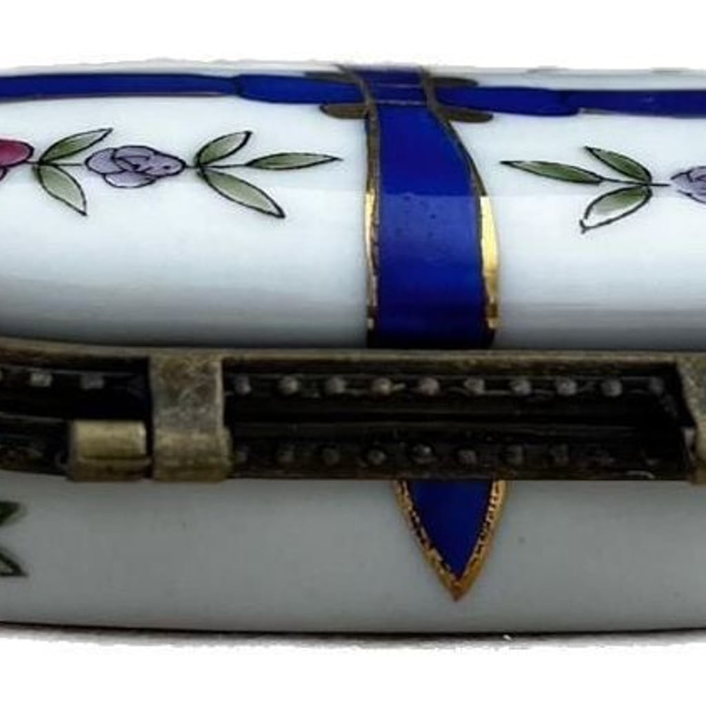 Vintage CBK LTD. Brass Hinged Porcelain Trinket Box