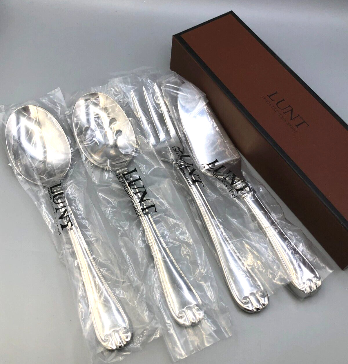 Williamstown Stainless flatware by Lunt 4 piece Hostess Set, NEW in box