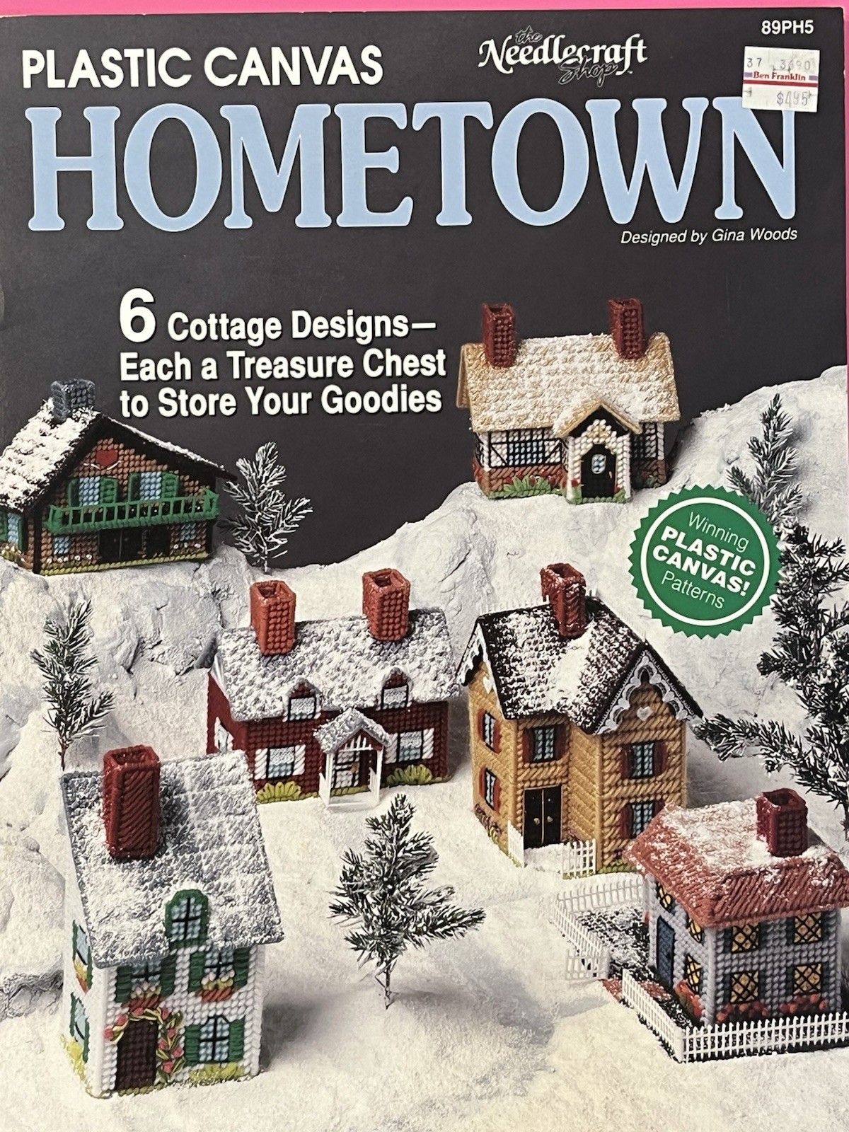 Needlecraft Shop 89PH5 HOMETOWN 6 cottages plastic canvas 12pg booklet 1989