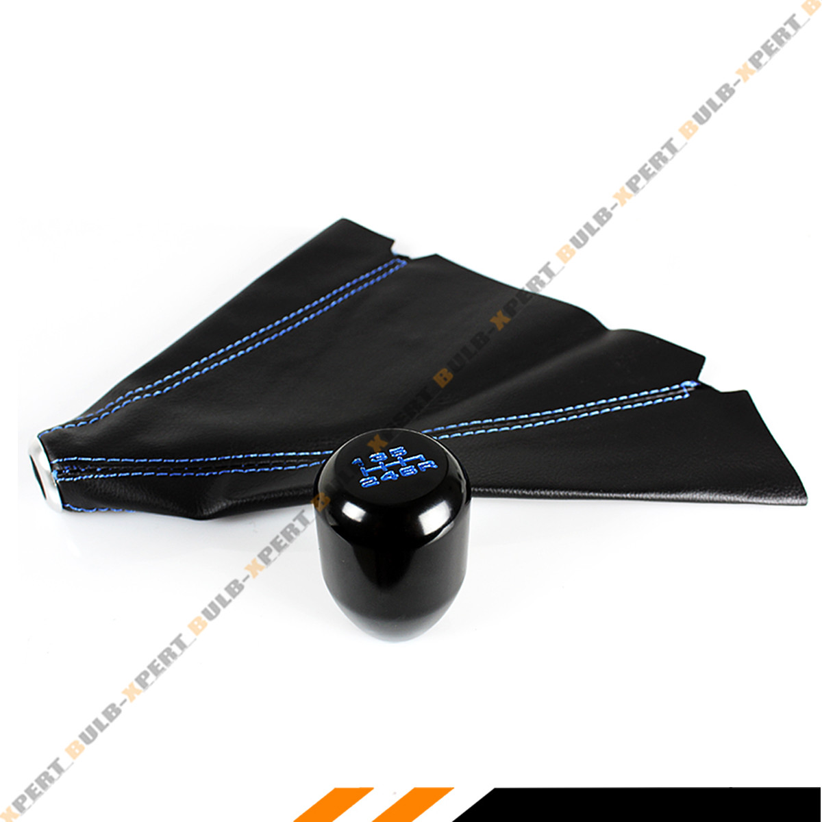 M12 X 1.25 Type-R JDM Blk Blue 6 Speed Gear Knob + Leather Shift Boot For Subaru