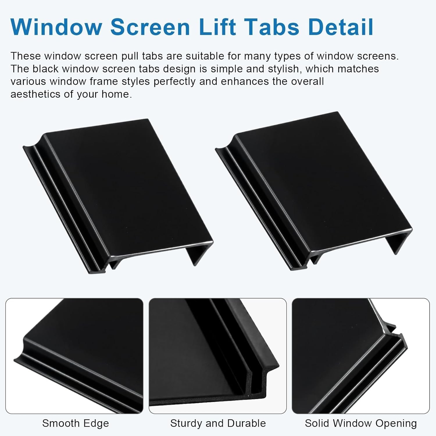 10 Pack Window Screen Pull Tabs, Lift Tabs Replacement Black