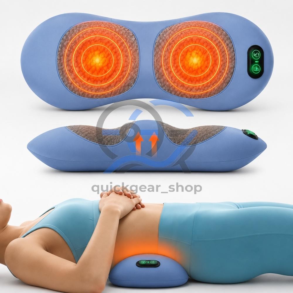 3-In-1 Electric Lumbar Support Pillow Smooth Spine Triple Fusion Back Massager
