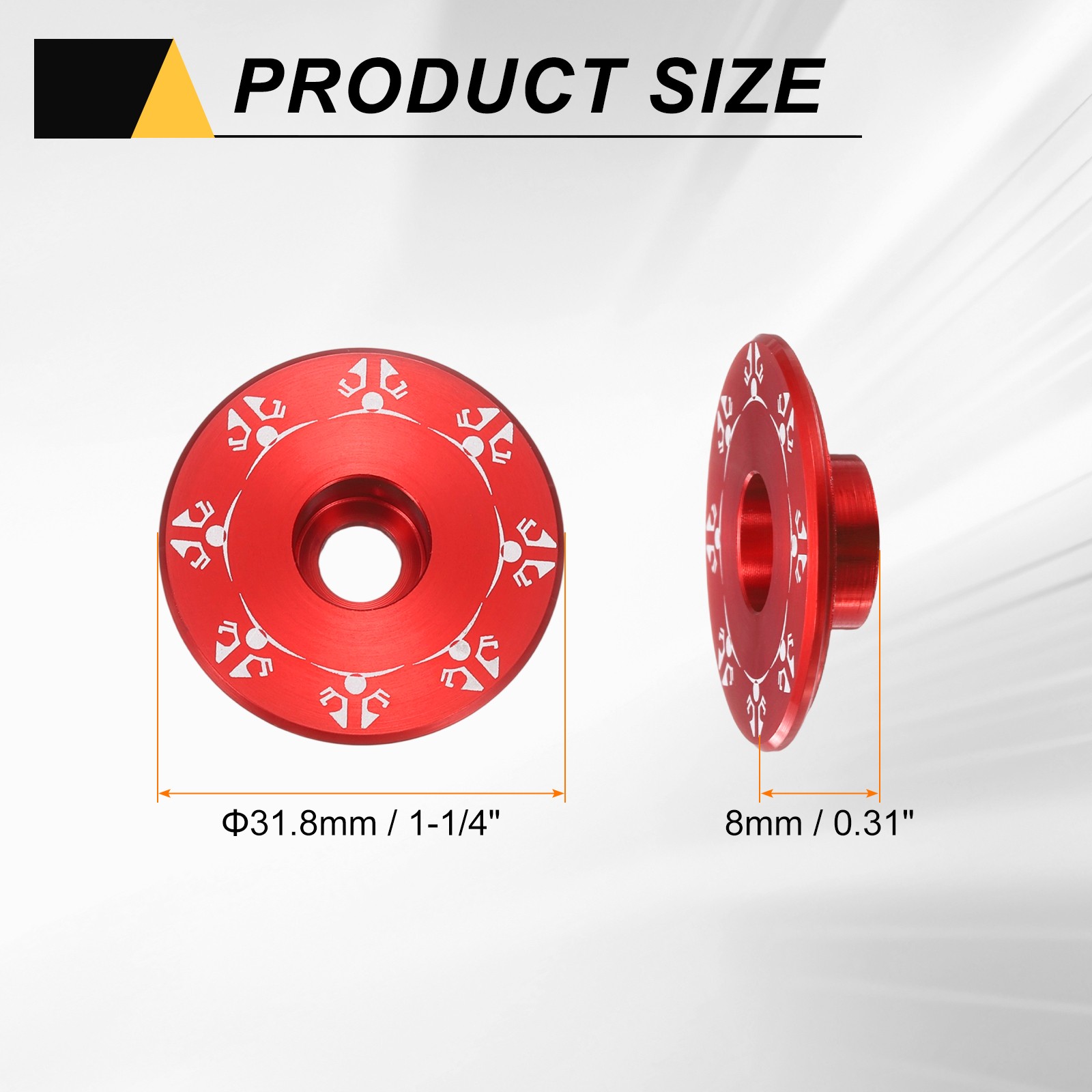 Bicycle Headset Stem Top Cap 1-1/4" OD Snowflake Pattern Red