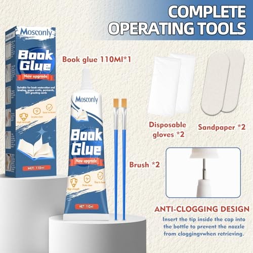 Book Glue 110ml, Premium Book Binding Glue, Clear Drying, Flexible, 1 pack