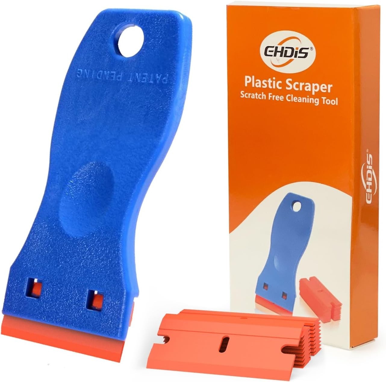 1.5" Ergonomic Plastic Razor Scraper with 10 Double Edged Blades - Multi-purpose