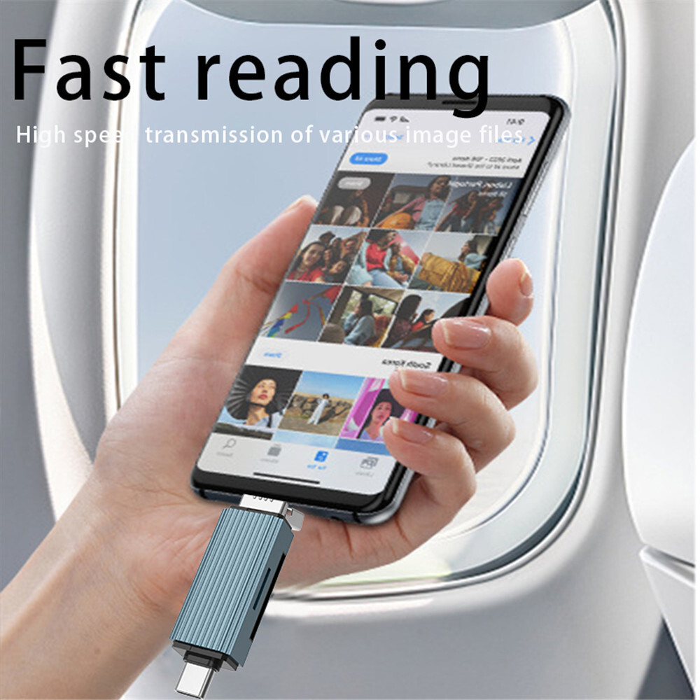 4-in-1 SD/TF Card Reader OTG USB-C to USB 3.0 Adapter Android iPhone Tablet PC