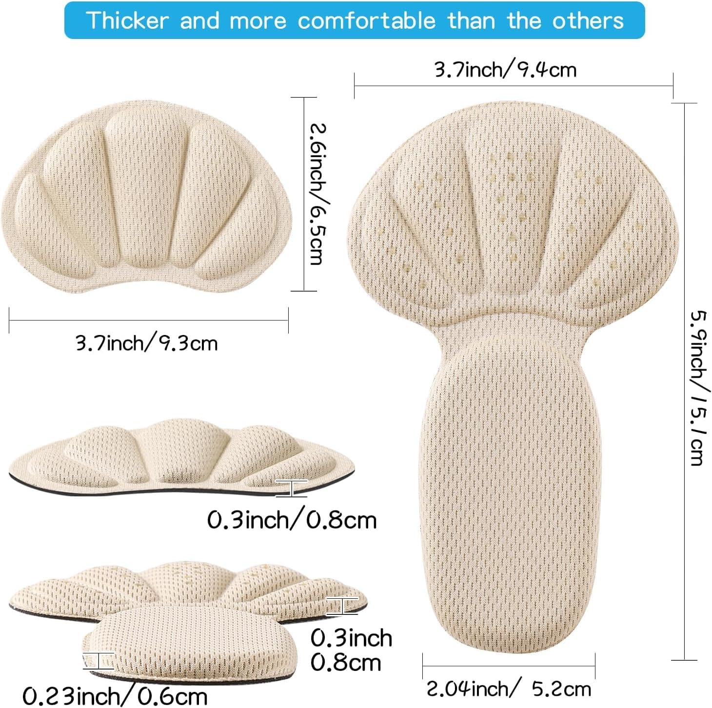 Adhesive Heel Cushion Pads, Back of Heel Grips Inserts for Too Big Loose Shoes,