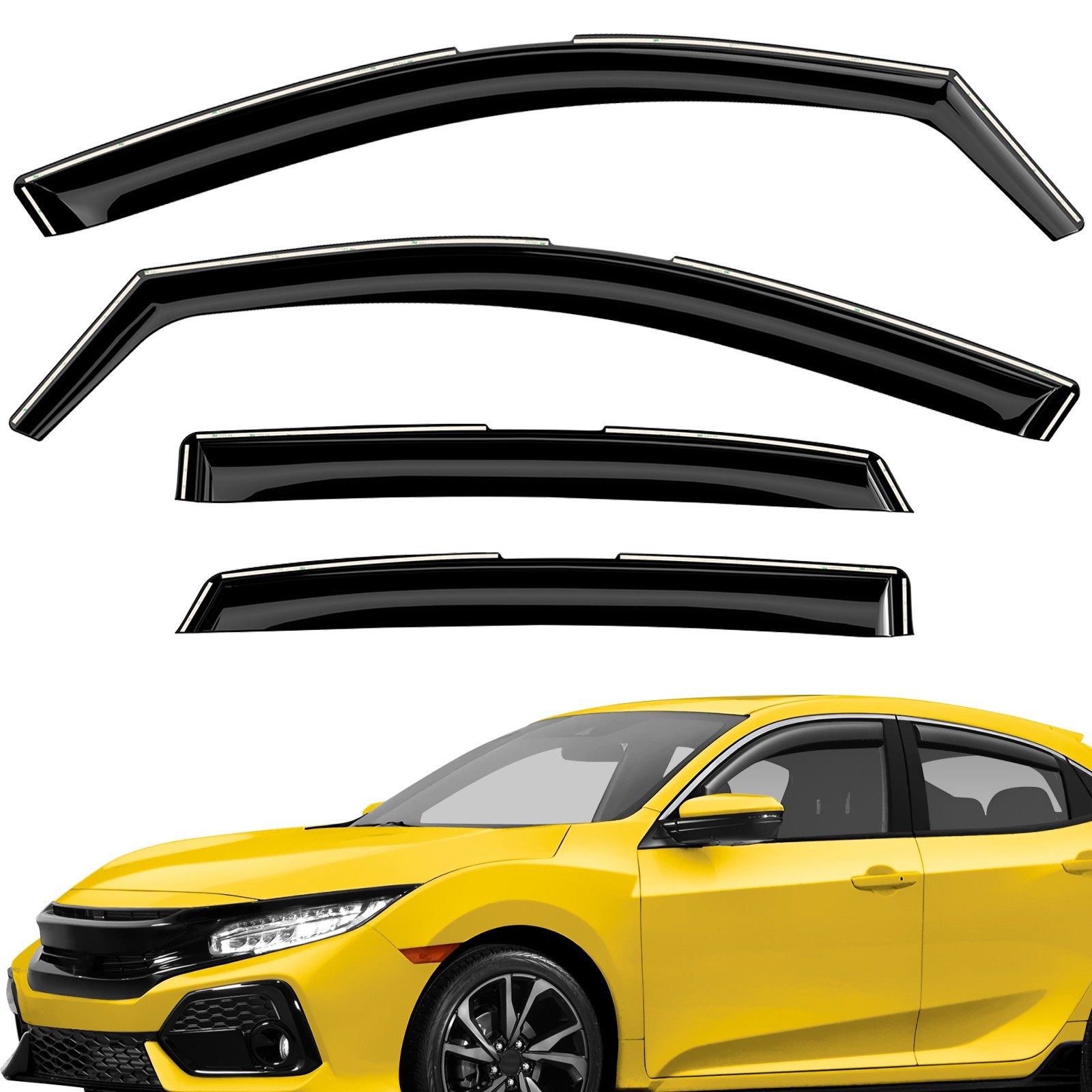 Sun Rain Visors Wind Rain Guards for 2016-2021 Honda Civic Hatchback