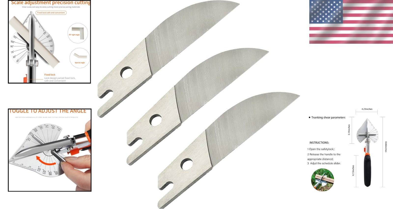 Multifunctional Angle Scissors Replacement Blades - 3 Pack for Precision Cuts