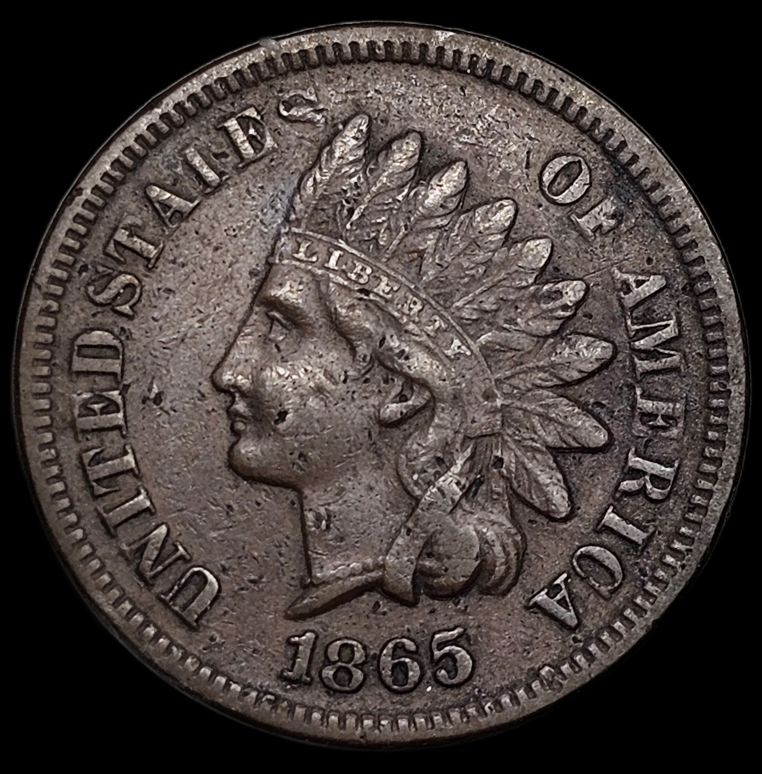 1865 INDIAN CENT VERY FINE FREE USA SHIPPING
