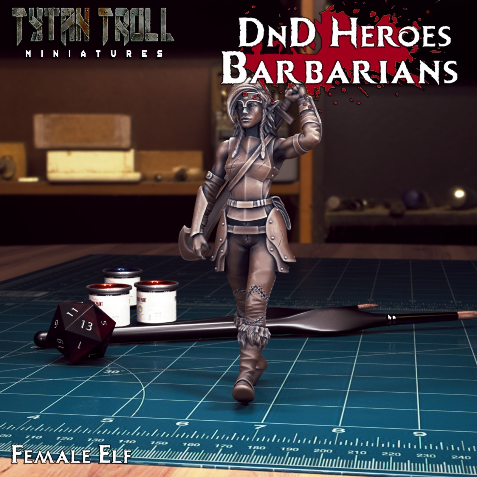 Dungeons & Dragons - Playable Character Female Elf - Barbarian, Fighter