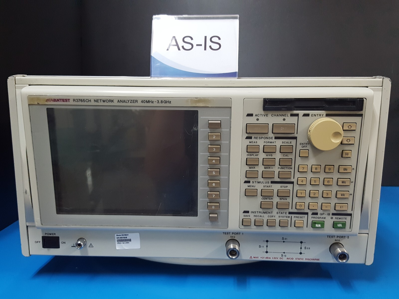 Advantest R3765CH: Network Analyzer, 40MHz-3.8GHz, Not working (0048)