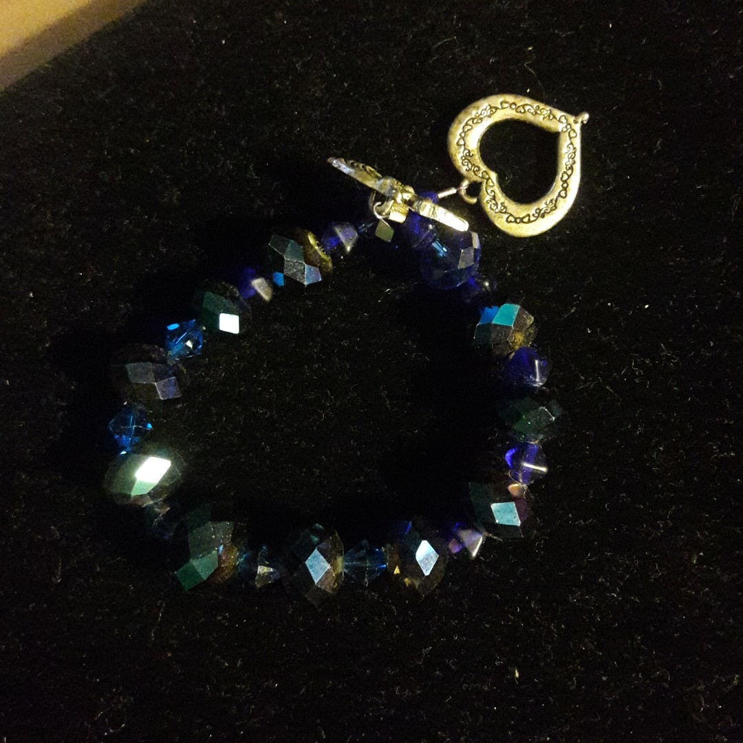 Artisan Handcrafted Blue Glass Beaded Bracelet size average