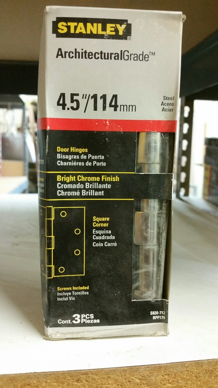 Stanley Door Hinge S820-712 Bright Chrome Finish 4.5"/114mm READY TO SHIP!