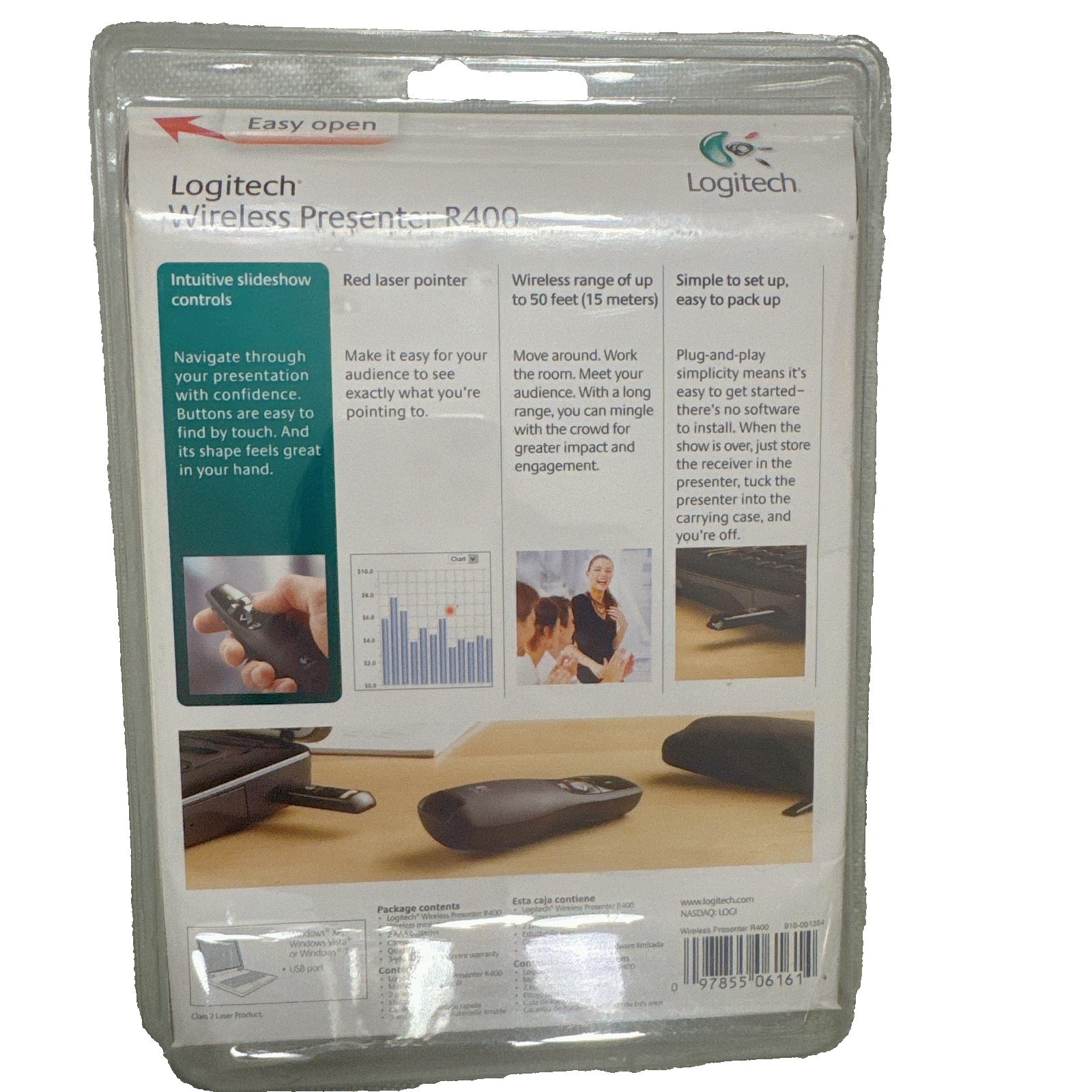 Logitech R400 Laser Presentation Remote Control Black - New (Sealed)