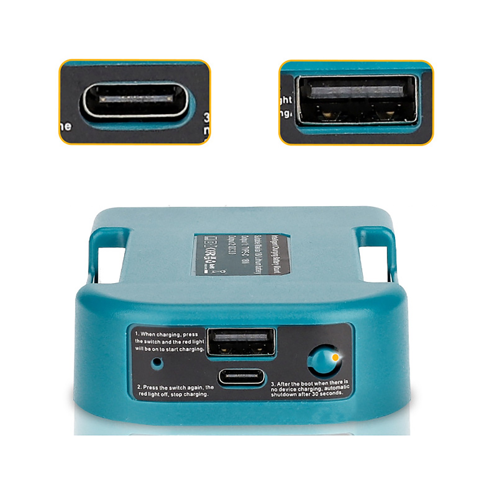 Belt Buckle QC3.0 USB Type-C Charger Adapter for Makita 18V Li-ion Battery qw