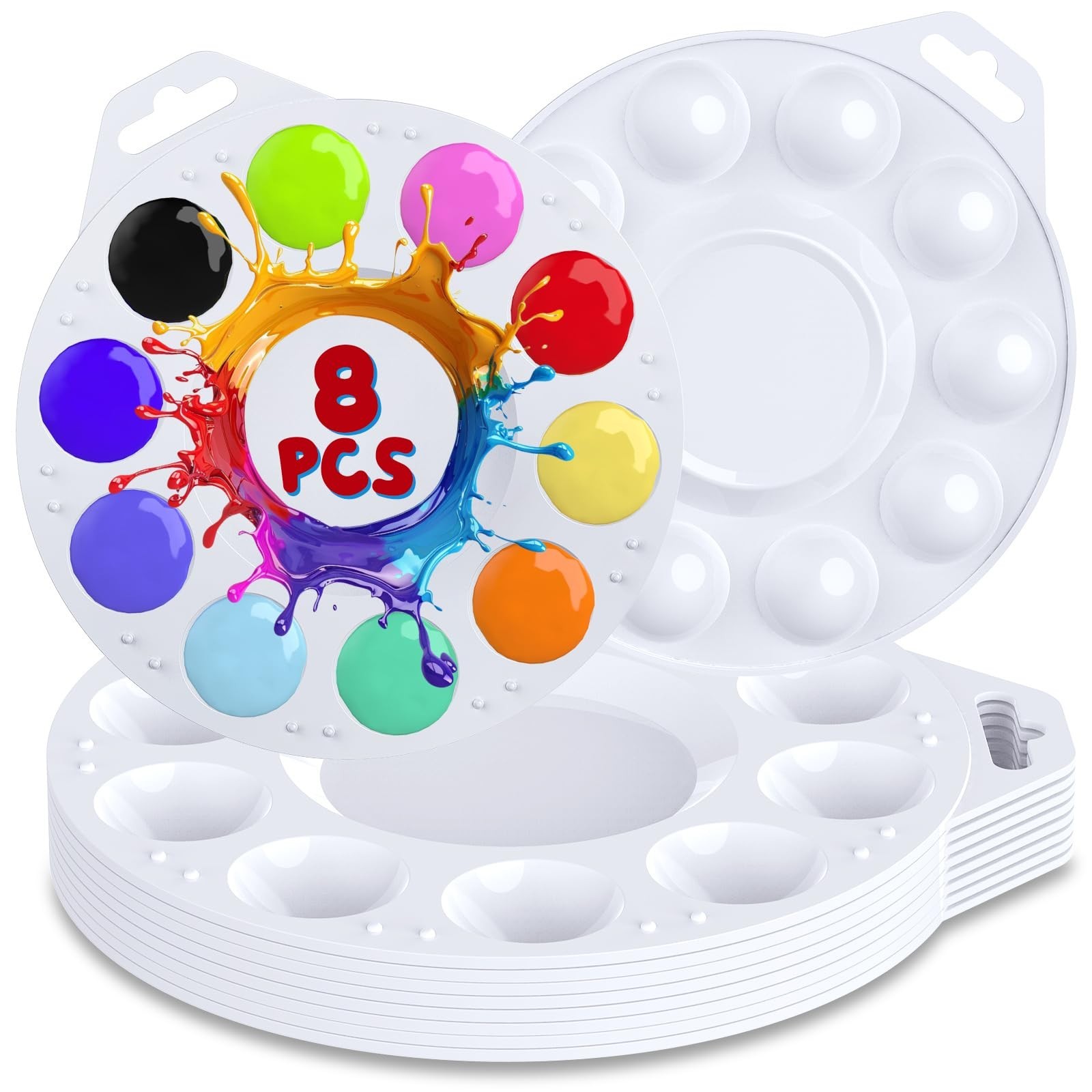 Halobios 8-Pack Plastic Paint Tray Palettes, 10 Wells Acrylic Paint Palettes ...